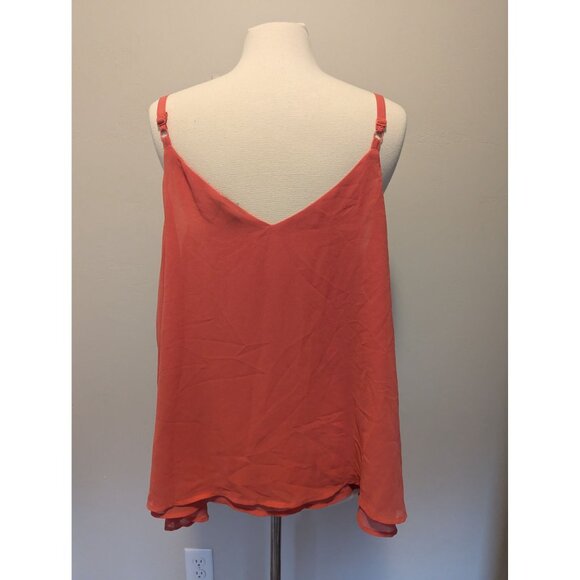 Torrid Coral Sleeveless V-Neck Chiffon Swing Camisole Top 2 *has snags - Picture 2 of 5